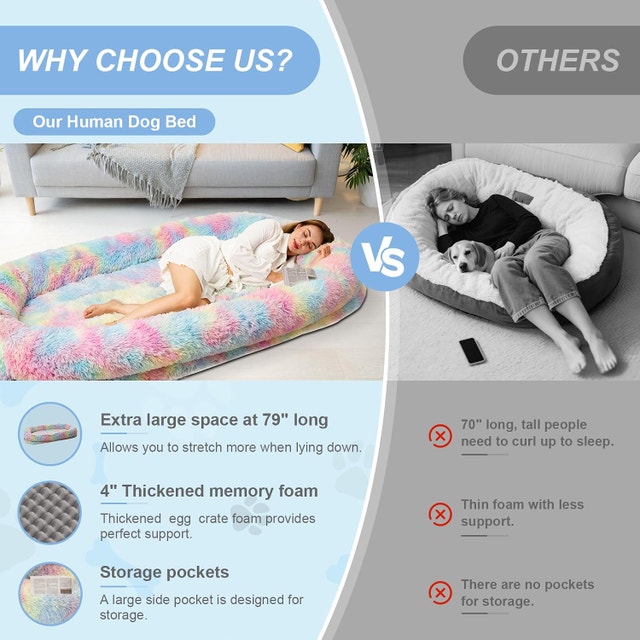 Human Dog Bed XL 200 x 112 x 31cm (79"x44"x12.5") - photo 5