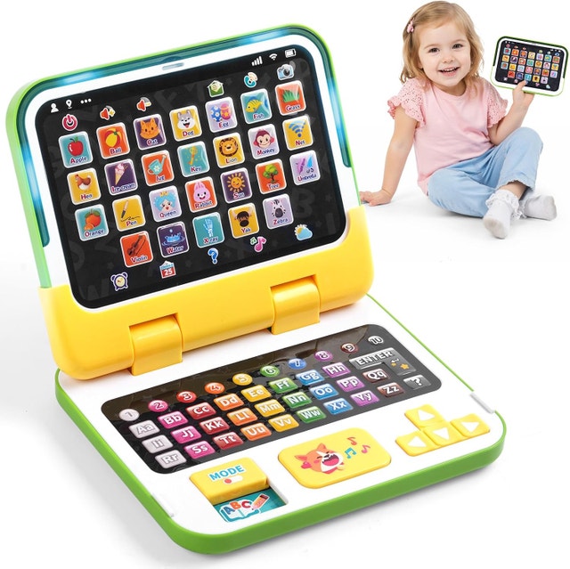 Yasterd Kids Tablet Laptop 2-in-1 Learning Toy for 1-3