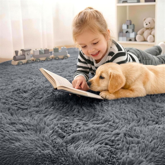 smiry 4x6 Grey Fluffy Washable Area Rug for Living Room - photo 4