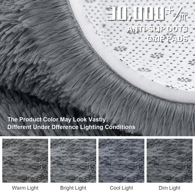 smiry 4x6 Grey Fluffy Washable Area Rug for Living Room - photo 5