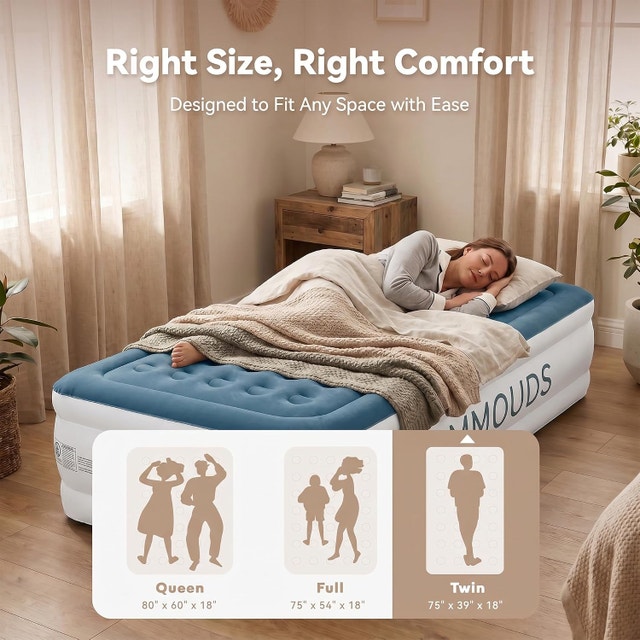 Twin Air Mattress with Built-in Pump, 18" Raised - photo 3
