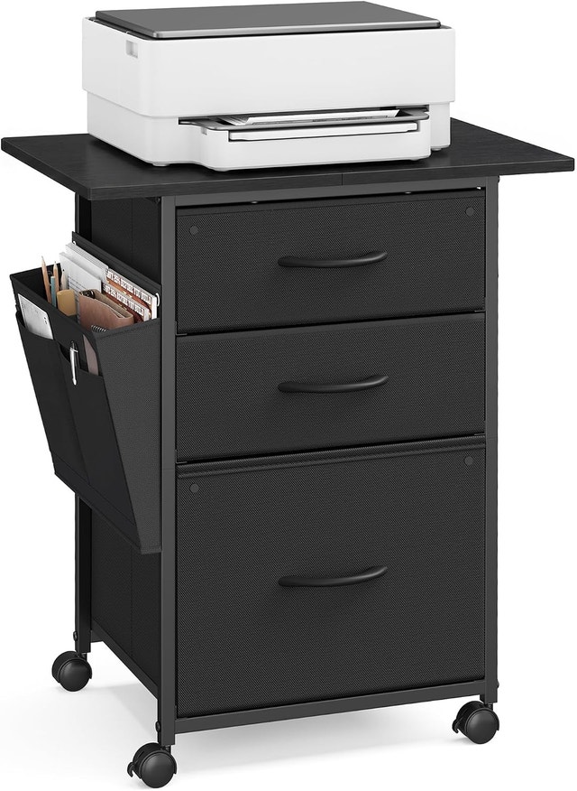 VASAGLE File Cabinet, Wood and Metal Printer Stand