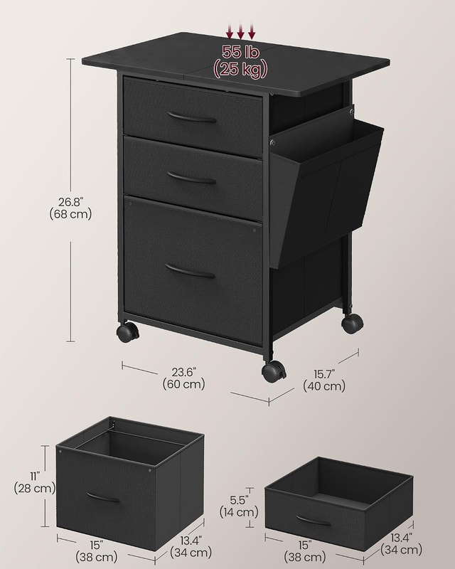 VASAGLE File Cabinet, Wood and Metal Printer Stand - photo 3