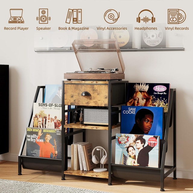 CAIYUN Record Player Stand with 3-Tier Storage - photo 4