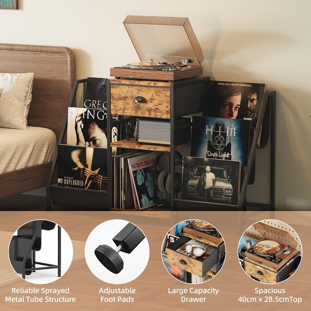 CAIYUN Record Player Stand with 3-Tier Storage - photo 5