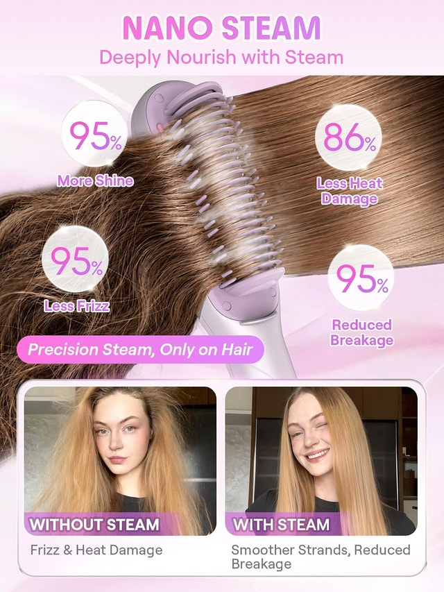 SHEGLAM Steam Hair Straightener Brush, 3-in-1 Steam Hot - photo 2