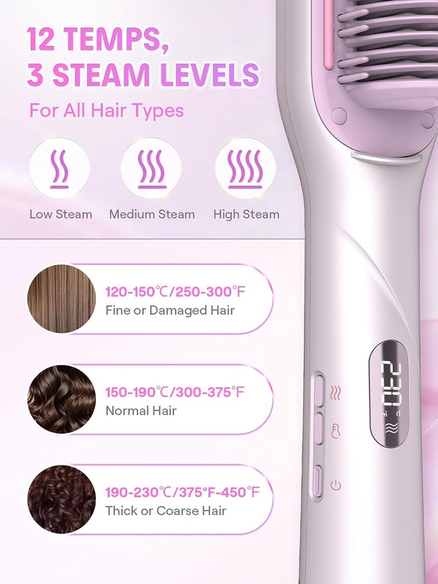 SHEGLAM Steam Hair Straightener Brush, 3-in-1 Steam Hot - photo 4