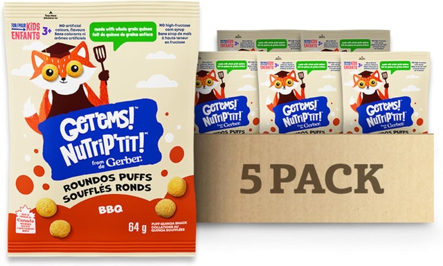 GERBER Get'ems BBQ Puffs, Made With Whole Grain Quinoa