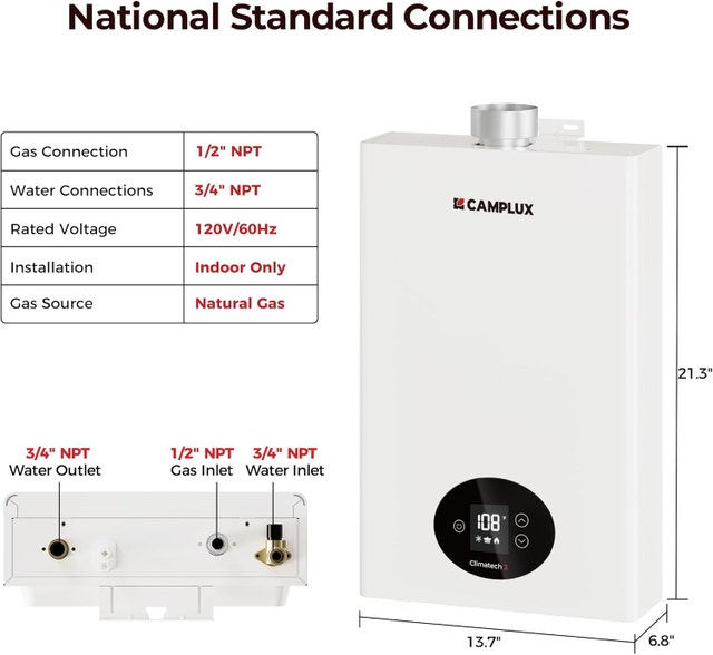 CAMPLUX Tankless Water Heater Natural Gas, CX422 - photo 2