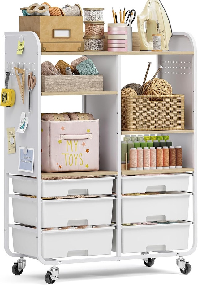 4 Cube Bookshelf with Drawers, 2 Tier White Bookcase