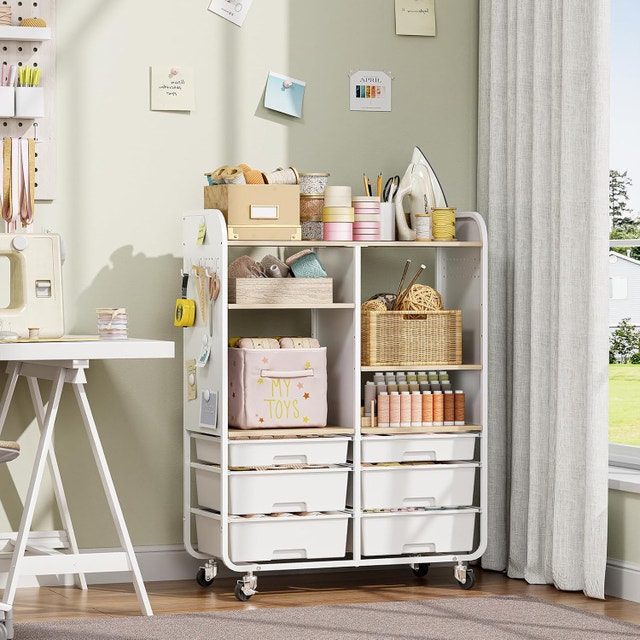 4 Cube Bookshelf with Drawers, 2 Tier White Bookcase - photo 4