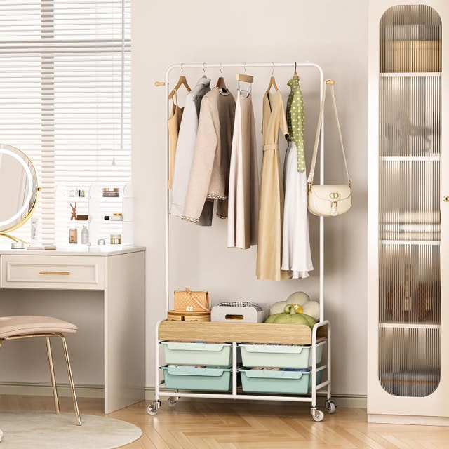 SYKIARIOL Dresser with Hanging Rack, 4 Drawers Small - photo 2
