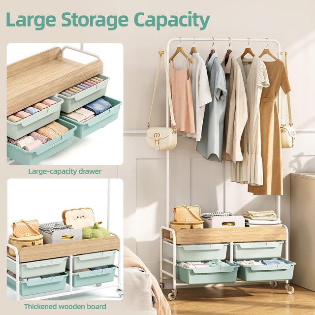 SYKIARIOL Dresser with Hanging Rack, 4 Drawers Small - photo 5