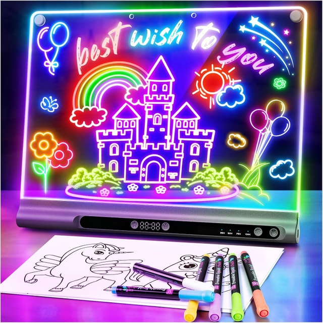 16" Rechargeable LED Drawing Board for Kids, 9 Neon