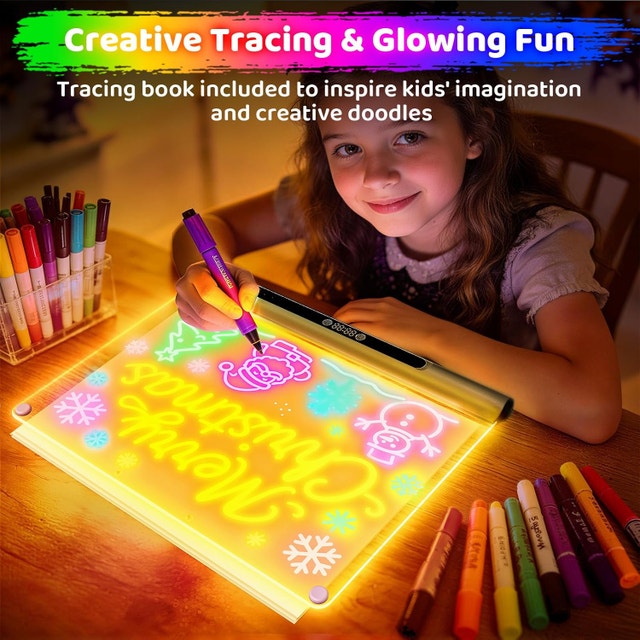16" Rechargeable LED Drawing Board for Kids, 9 Neon - photo 4