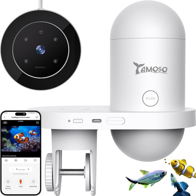 WiFi Automatic Fish Feeder with 2.5K Camera, 2.4/5G