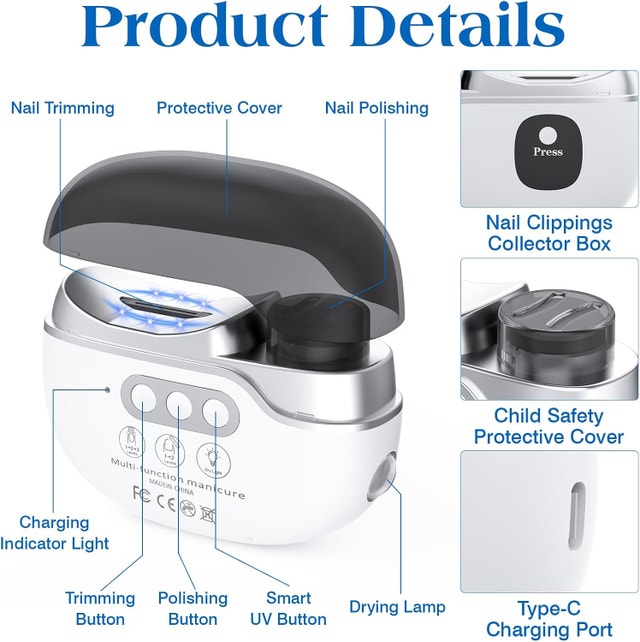 Electric Nail Clipper, 3-in-1 Trimming & Polishing Nail - photo 2