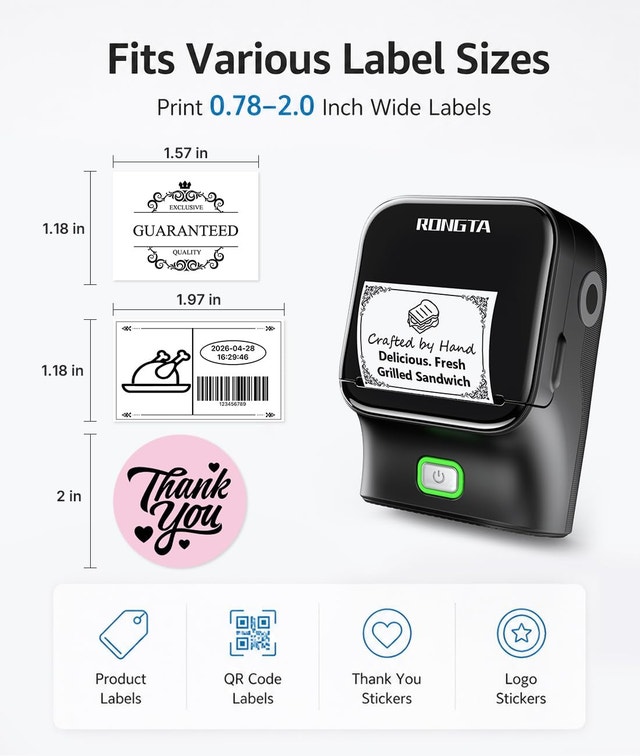 Rongta Bluetooth Label Maker with Tape, Portable - photo 2