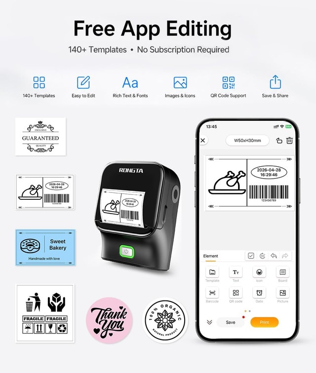 Rongta Bluetooth Label Maker with Tape, Portable - photo 4