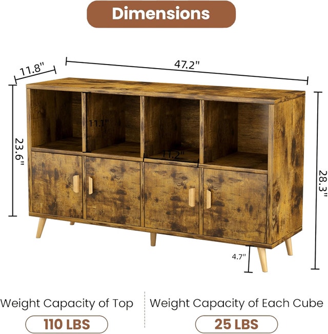 COTUBLR 8 Cube Bookshelf, 2 Tier 47" Wood Bookcase - photo 3