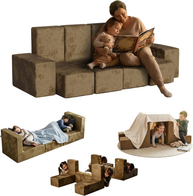 Alder & Main Brown 6 PCs Large Kids Modular Play Couch - photo 3