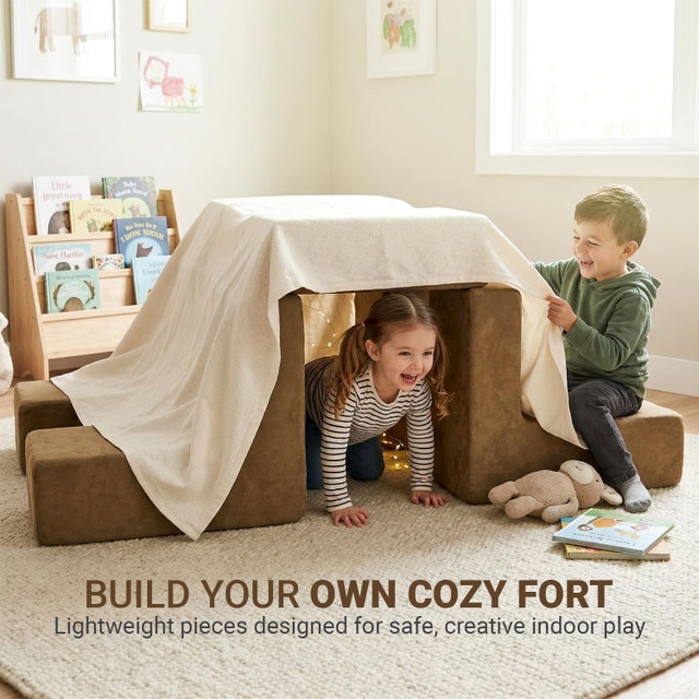 Alder & Main Brown 6 PCs Large Kids Modular Play Couch - photo 4