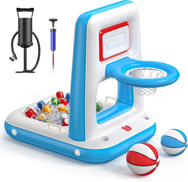 QPAU Pool Basketball Hoop with Built-in Cooler