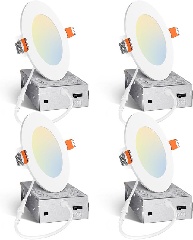 Amico 4 Pack 4 Inch 5CCT LED Recessed Slim Pot Light