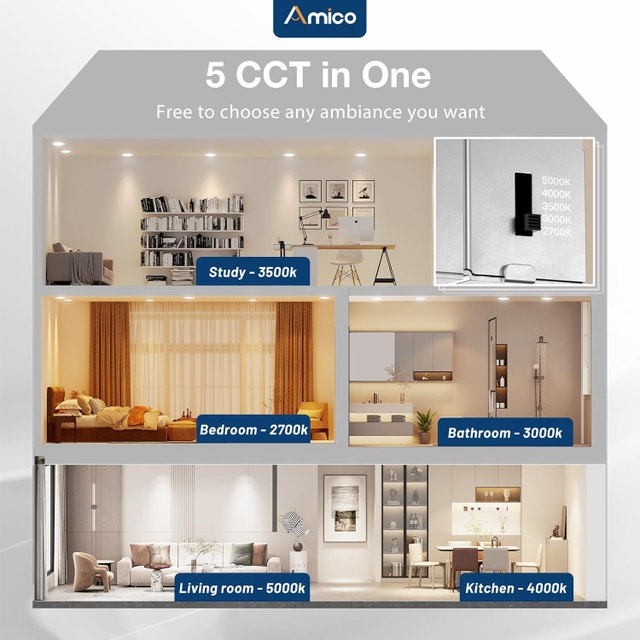 Amico 4 Pack 4 Inch 5CCT LED Recessed Slim Pot Light - photo 3