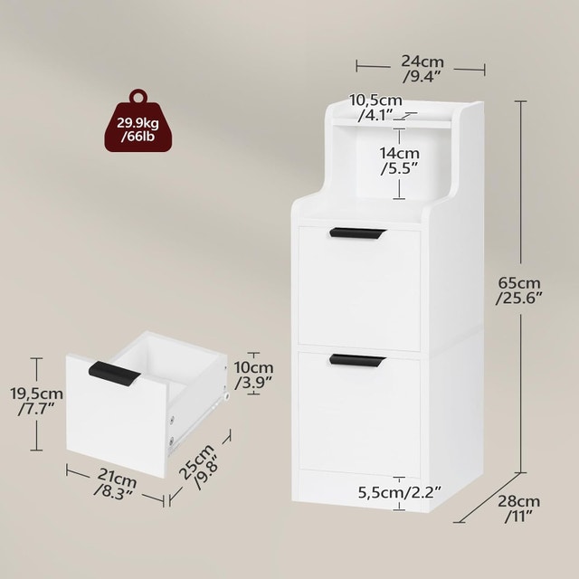 Small Nightstand, Narrow End Table with LED - photo 3