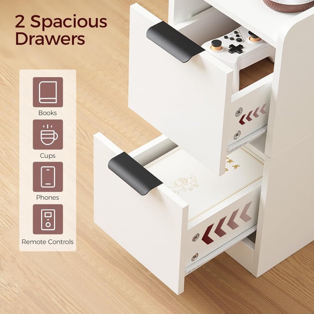 Small Nightstand, Narrow End Table with LED - photo 5