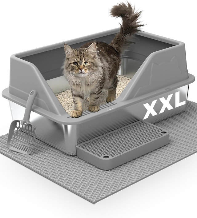 Stainless Steel Litter Box XL for Big Cats, Large Metal