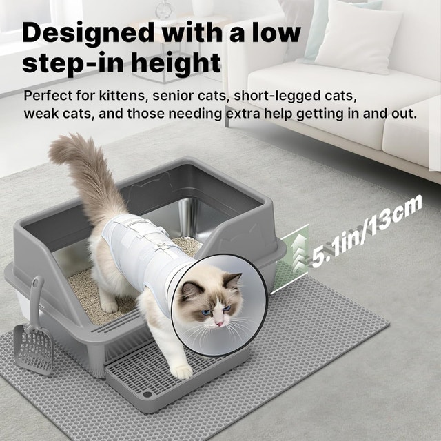 Stainless Steel Litter Box XL for Big Cats, Large Metal - photo 3