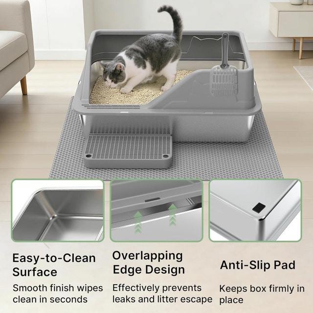 Stainless Steel Litter Box XL for Big Cats, Large Metal - photo 5
