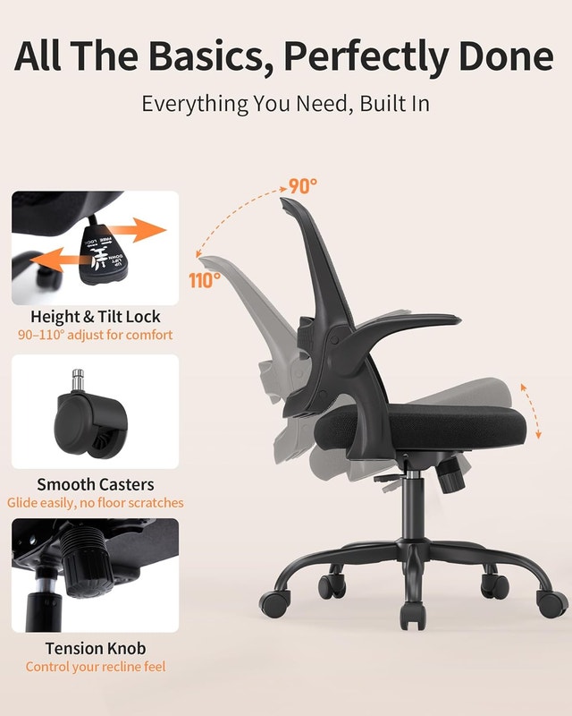 Ergonomic Mesh Office Chair with Flip-Up Arms - photo 5