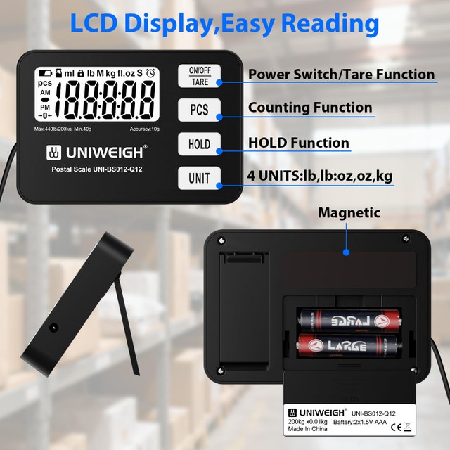 Shipping Scale 440lb/0.35oz Accuracy, Digital - photo 3