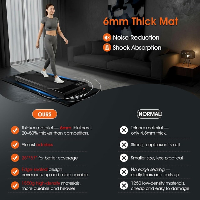 Bike Mat for Treadmill, Walking Pad Mat, 6mm Thick - photo 5
