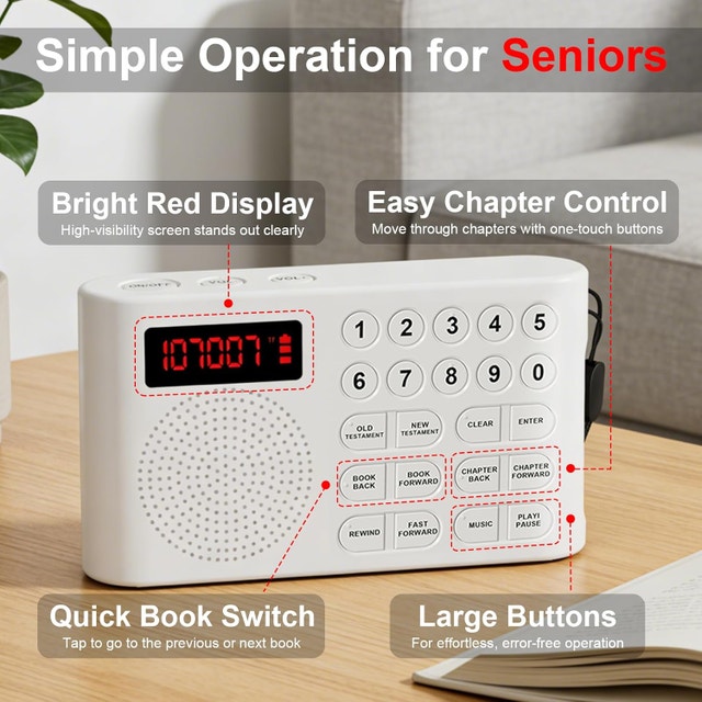 KJV Audio Bible Player for Seniors – Large One-Touch - photo 3