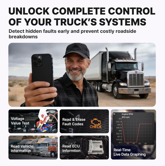 Ancel HD200 Heavy Duty Truck Scanner, Speed Limit and Idle - photo 5