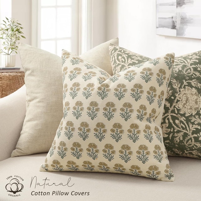 Floral Pillow Covers 18x18 Set of 2, Country Botanical - photo 2