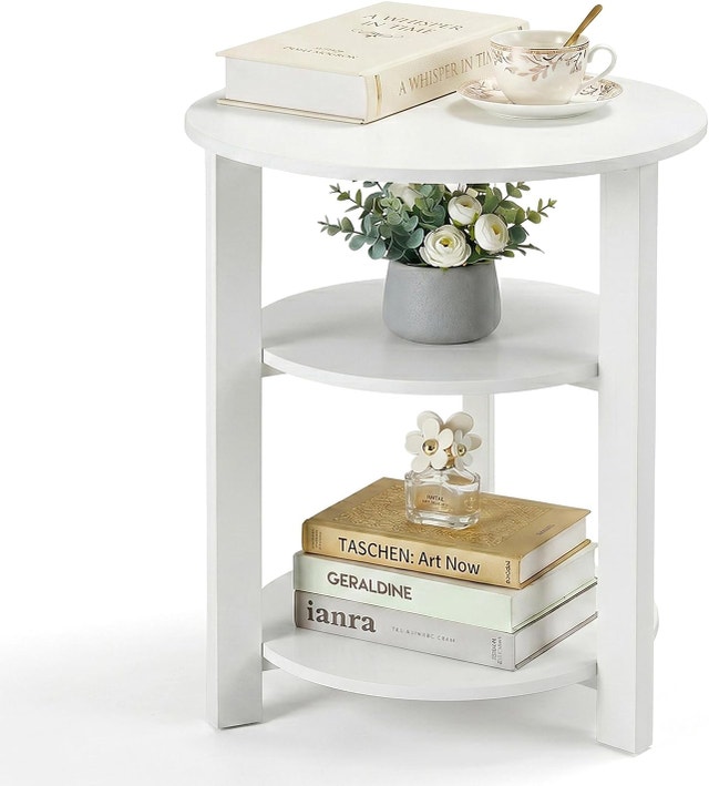 Farmhouse 3-Tier Round Side Table, 17.7 x 21.7 Inch End Table