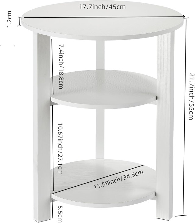 Farmhouse 3-Tier Round Side Table, 17.7 x 21.7 Inch End Table - photo 3
