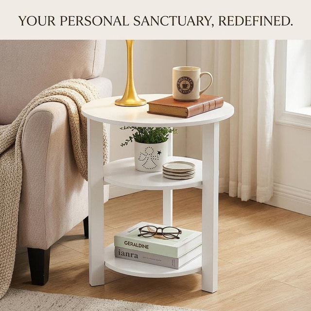 Farmhouse 3-Tier Round Side Table, 17.7 x 21.7 Inch End Table - photo 5