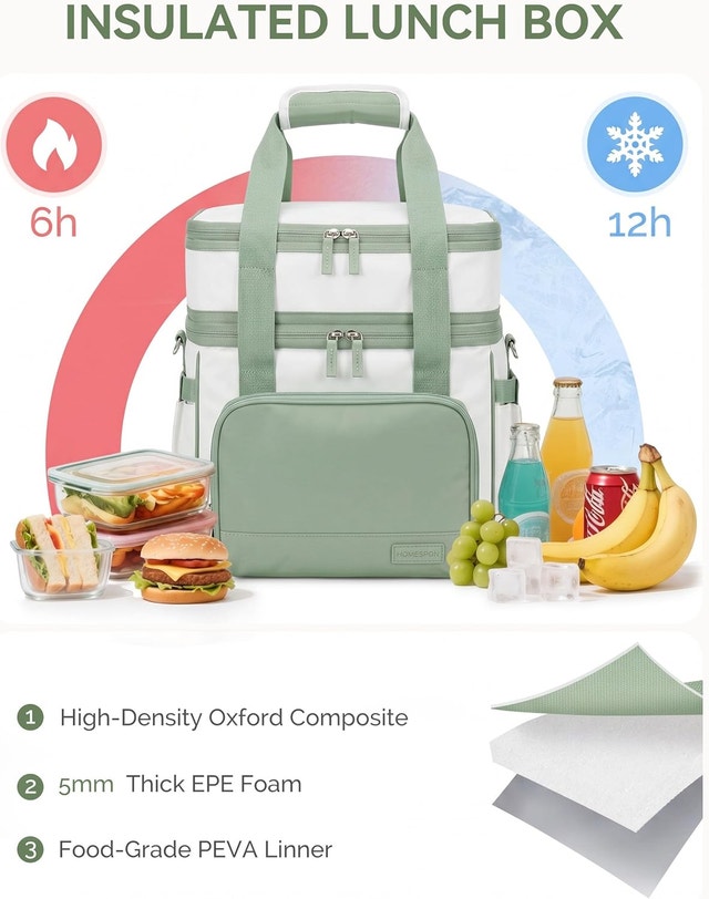 Homespon Double Layer Lunch Bag for Women Men - photo 5