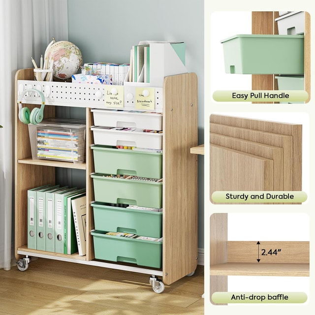 Rolling Cart with 6 Drawers, 2 Tier Utility Cart - photo 4