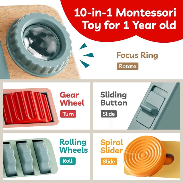 TOP BRIGHT Busy Board for 1 Year Old, Montessori Travel - photo 2