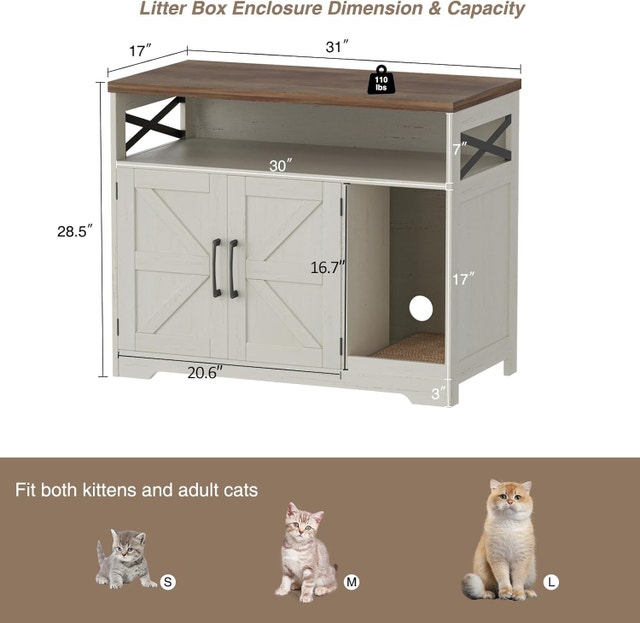 Cat Litter Box Enclosure, Hidden Litter Box Furniture - photo 2