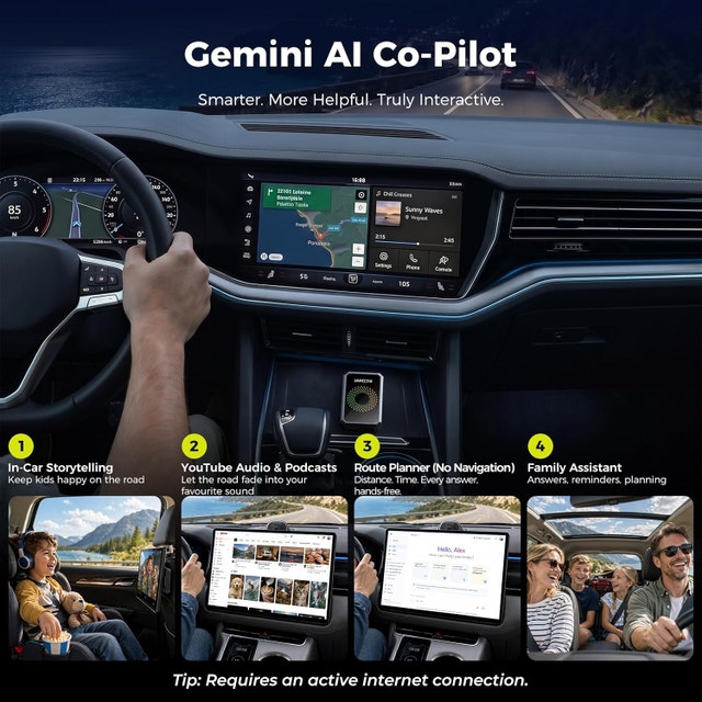 LAMTTO Wireless Carplay Adapter with Gemini AI, 3-in-1 - photo 3