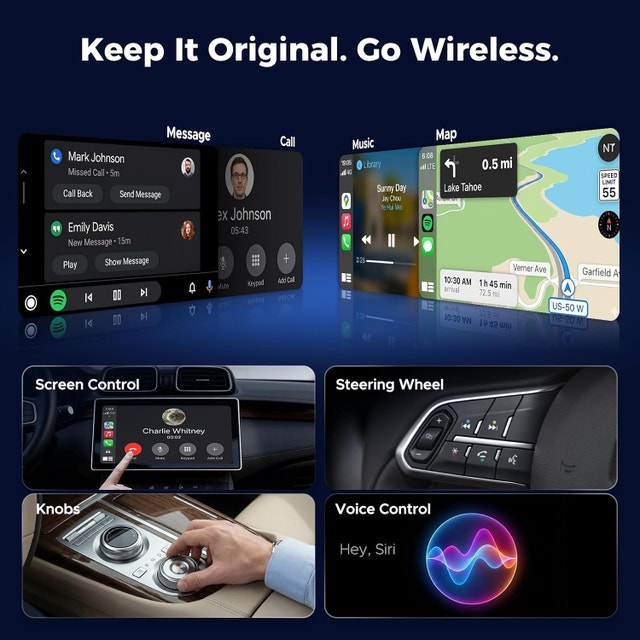LAMTTO Wireless Carplay Adapter with Gemini AI, 3-in-1 - photo 5