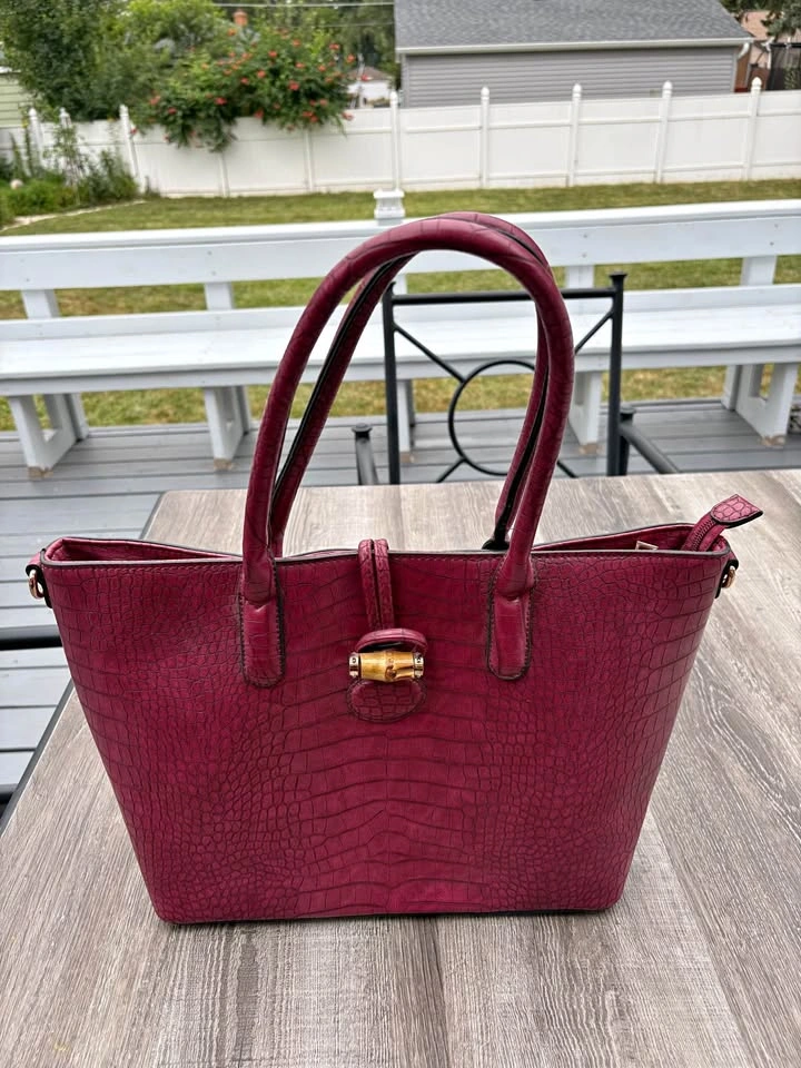 Burgundy Shoulder Tote Bag